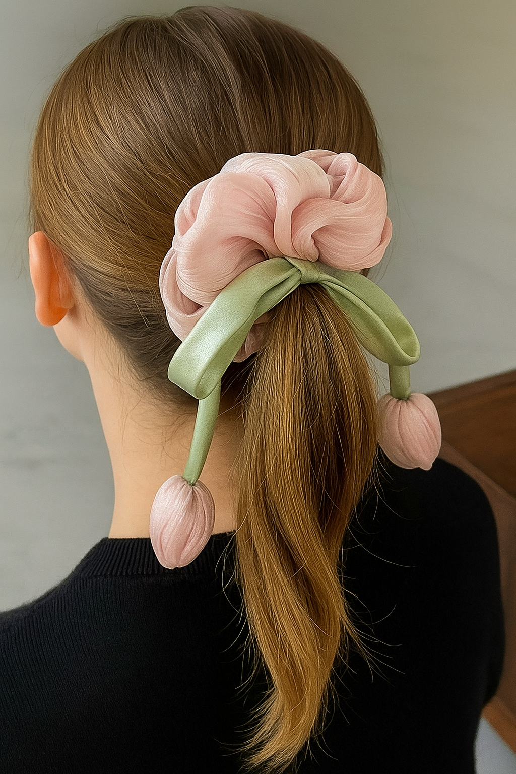 Tulip flower Hair Scrunchies - set of 2