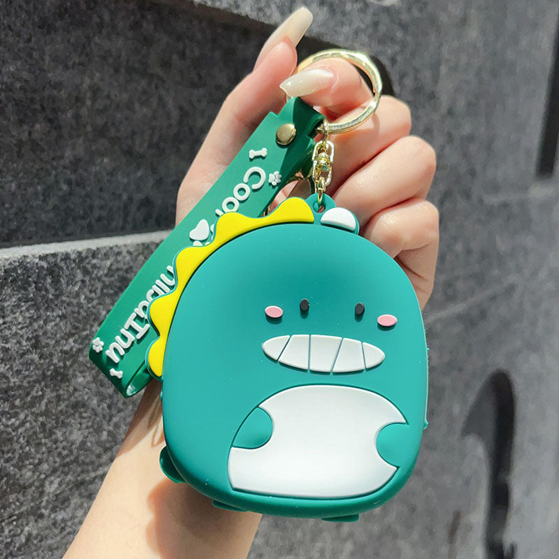 Dinos Coin Purse Zipper 3D Silicon Keychain - Set of 3