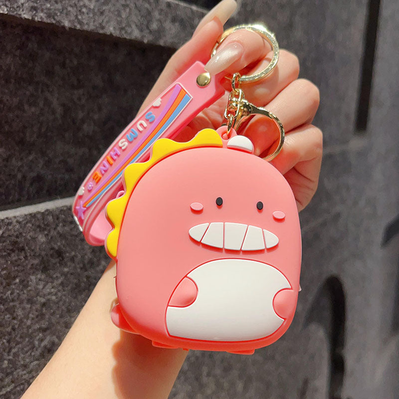 Dinos Coin Purse Zipper 3D Silicon Keychain - Set of 3