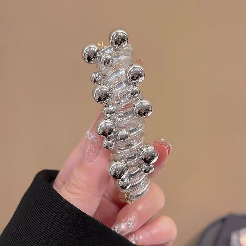 Silver Telephone Cord Ponytail Ties - Set of 3