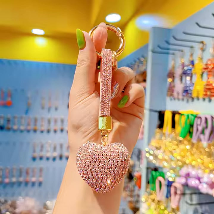 Heart Rhinestone Charm Keyring