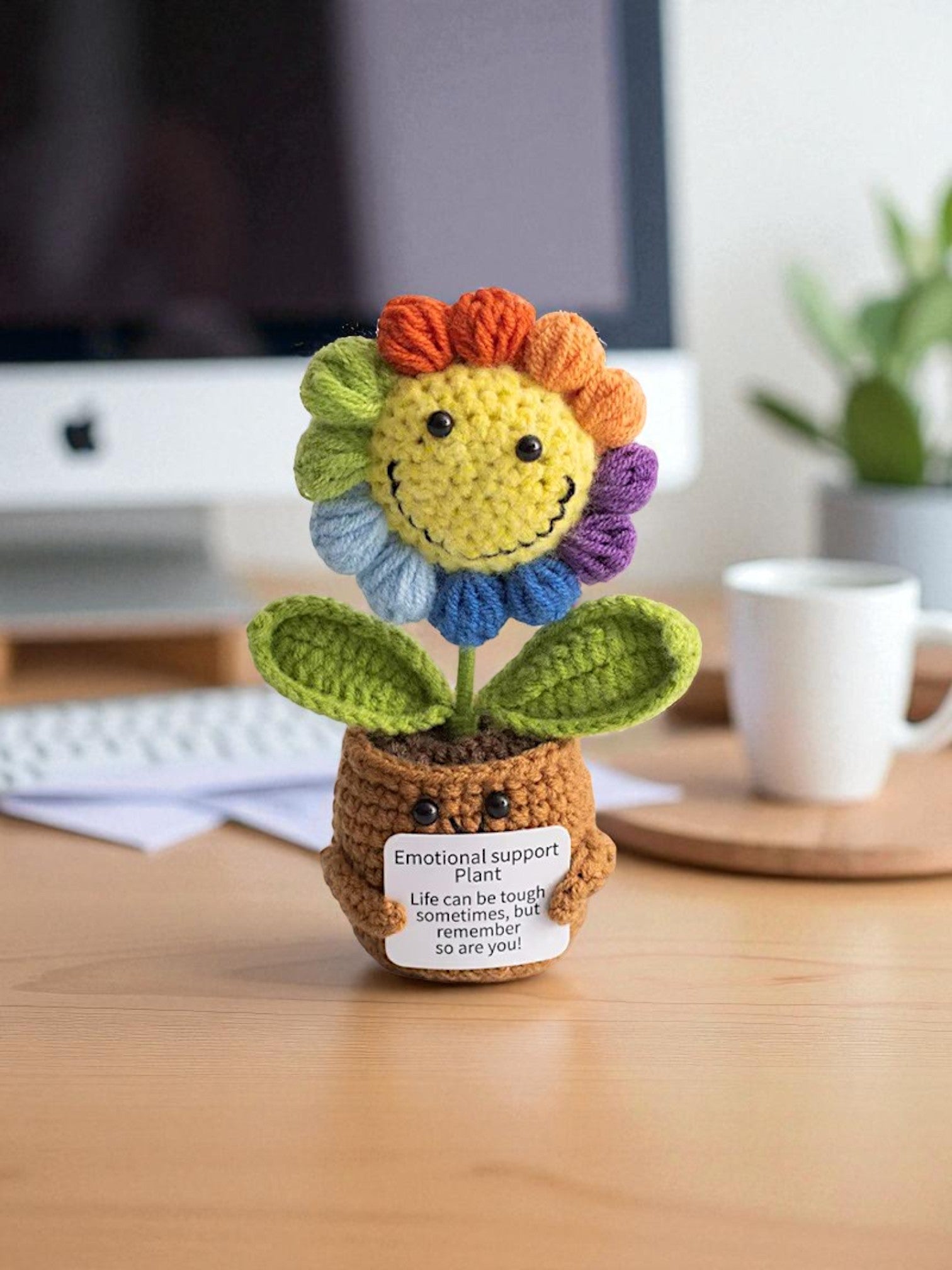emotional support plant pot Crochet Emotional Support Desk Plant