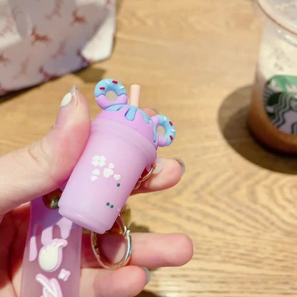 Milk Tea Cup Keychain Key Holders -  Set of 3