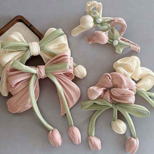 Tulips Flower Hair Ties Set