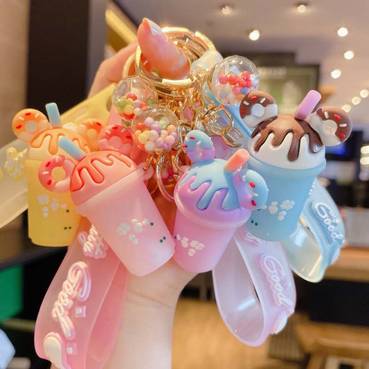 Milk Tea Cup Keychain Key Holders -  Set of 3