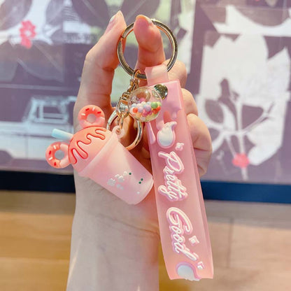 Milk Tea Cup Keychain Key Holders -  Set of 3