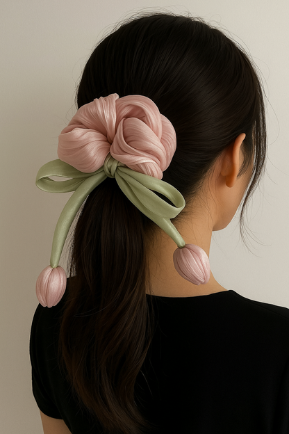 Tulip flower Hair Scrunchies - set of 2