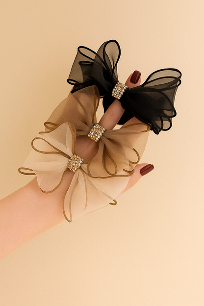 Embellished Hair Scrunchies - Set of 3