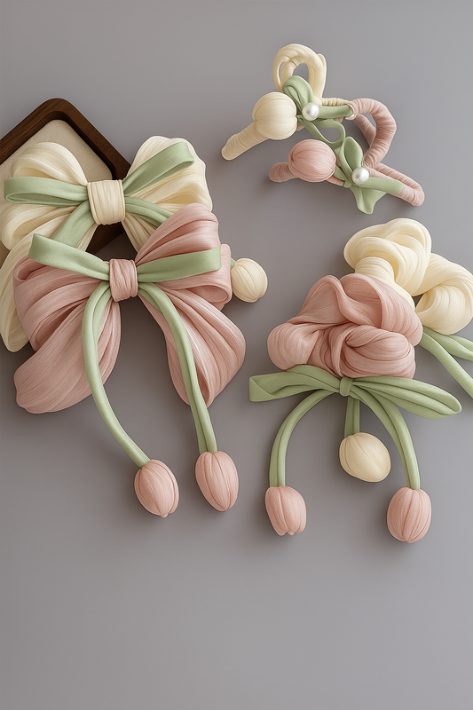 Tulips Flower Hair Ties Set