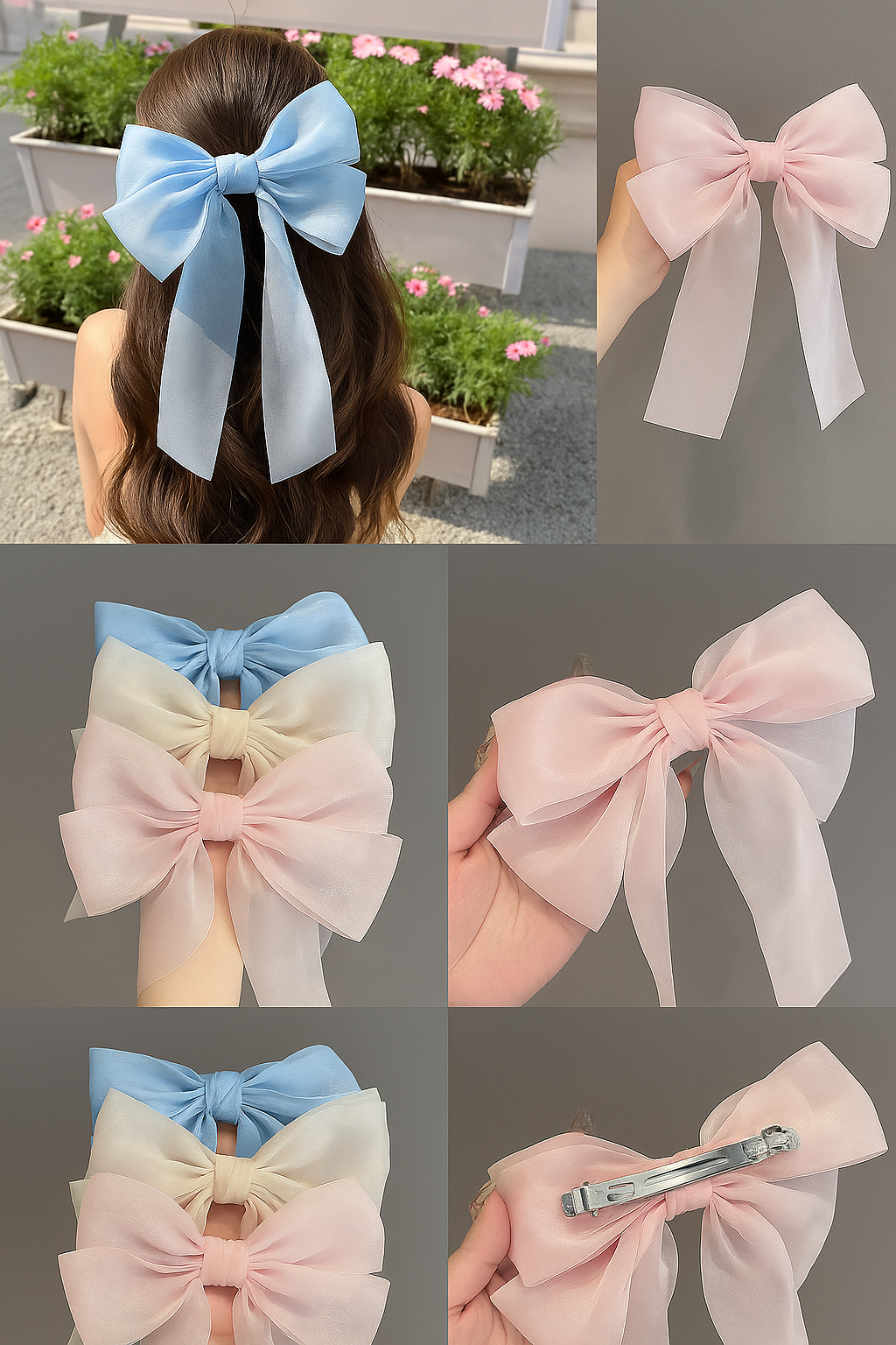 Organza Hair Bow - Set of 3