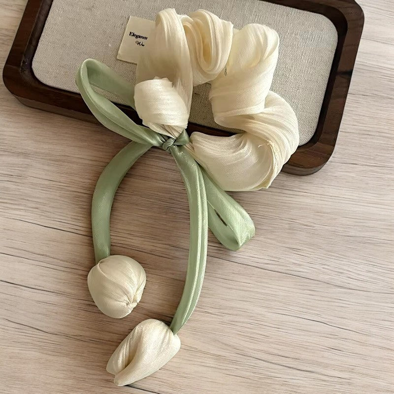 Tulip flower Hair Scrunchies - set of 2