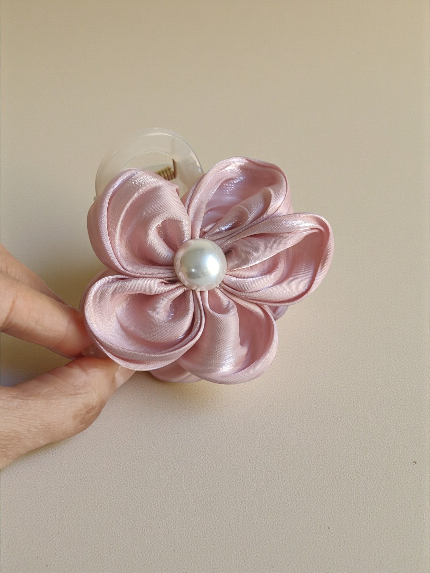 Satin Pearl Bloom Claw Clip - Set of 2