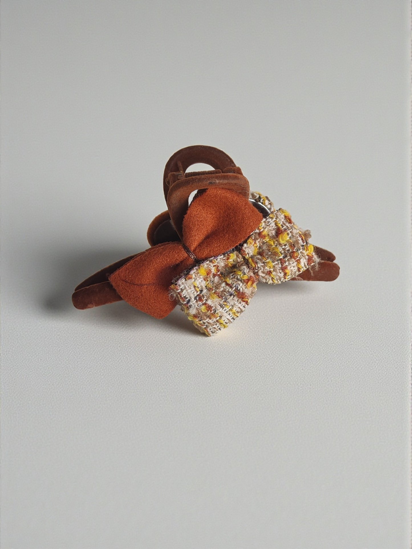 Autumn Tweed Bow Claw Clip
