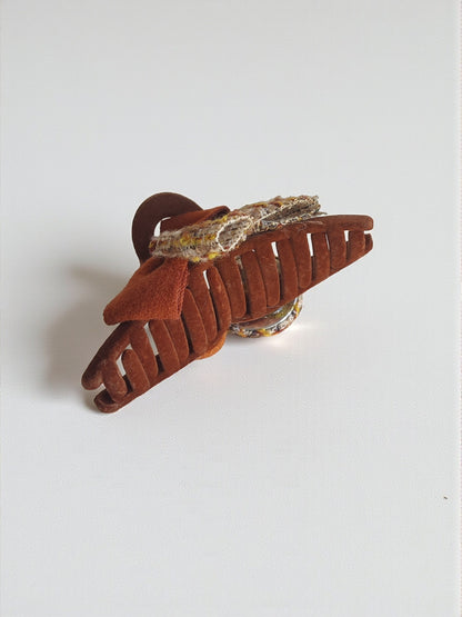 Autumn Tweed Bow Claw Clip