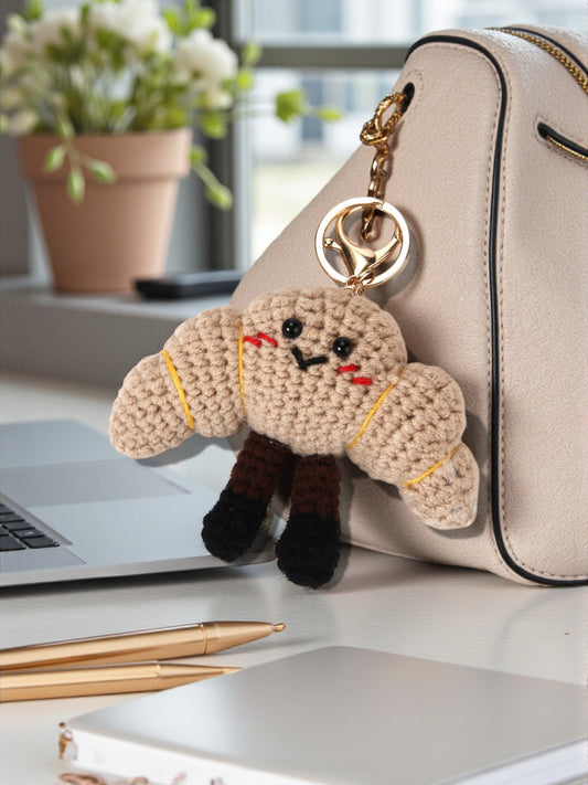Handmade Crochet Bag Charms – Croissant