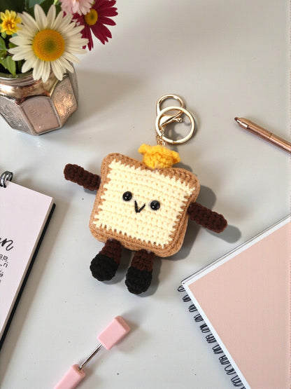 Handmade Crochet Bag Charms - Cheese Bread