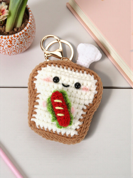 Handmade Crochet Bag Charms - Sandwich
