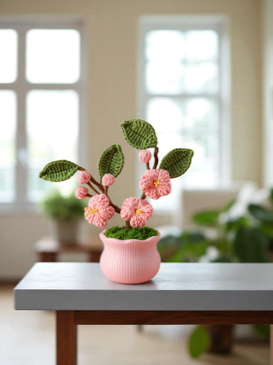 Handmade Crochet Cherry Blossom Plant